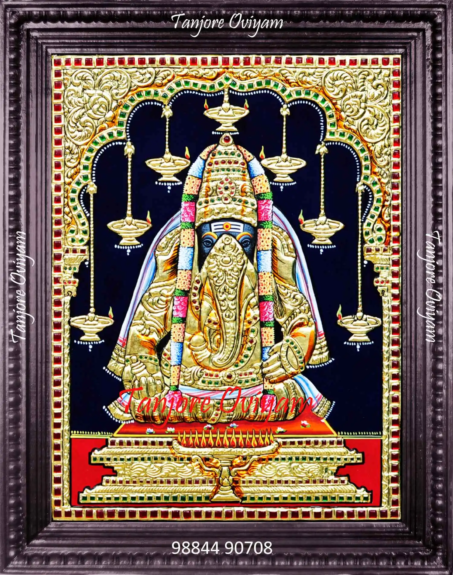 Pillayarpatti Karpaga Vinayagar Tanjore Painting